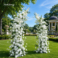 Arche de mariage MoKtong en forme de corne, avec orchidées et roses blanches, toile de fond florale, arche florale artificielle en forme de corne pour la décoration d'événements