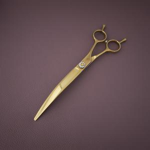 Ciseaux à cheveux professionnels dorés, 7,5 pouces, courbés, en acier inoxydable 440C, lame tranchante, manche long, pour usage en salon - Product Image 5