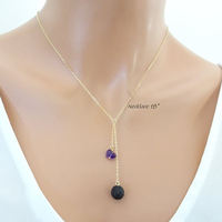 Collier diffuseur de parfum en améthyste brute de lave délicate, pierre de naissance, pendentif aromathérapie, bijoux pour femmes, cadeaux