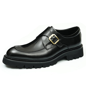 Vintage platform luxury custom leather shoes for business, <b>matte</b> finish, with snap fasteners, formal men's leather shoes - Product Image 6