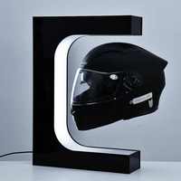 Support d'affichage de casque à lévitation magnétique en acrylique personnalisé 360° °   Support de casque de moto rotatif et flottant avec lumière LED