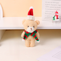 Gantungan Kunci Boneka Beruang Natal Lucu Grosir, Syal Merah Muda, Boneka Penghilang Stres Lembut, Ornamen OEM