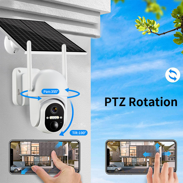 Solar Powered Wireless 4K Security Camera Outdoor Mini Smart Home Monitor Motion Detection Alert Night Vision Two-Way Audio