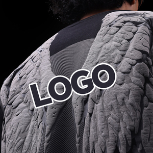 T-Shirt Streetwear di Alta Qualità in Cotone e Poliestere, Personalizzata <span class=keywords><strong>con</strong></span> Ali d'Angelo, Manica Lunga, Vestibilità Regolare - Product Image 3