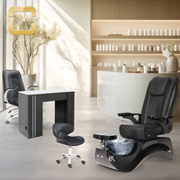 Vente en gros de tabouret de table de manucure en gel UV ensemble de table de manucure en granit pour manucure et pédicure complète noire paquet de salon de manucure