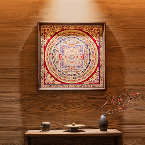 Mandala Kalachakra en laiton, <span class=keywords><strong>triptyque</strong></span>, style antique, cadre en bois massif, décoration d'intérieur et cadeau haut de gamme, directement de l'usine - Product Image 2