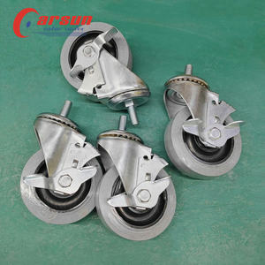 Mittelgroße 3-Zoll Antistatische Leitfähige TPR-Stahlplatten-Lenkrollen mit Bremse, Weiches Rad, Anpassbar, OEM 75mm Kugellager Gewinde - Product Image 5