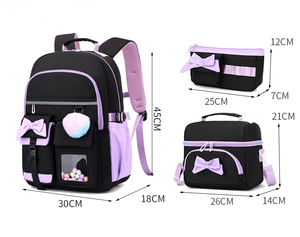 Set di 3 <span class=keywords><strong>Zaini</strong></span> Scolastici alla Moda per Ragazze e Bambini, Zaino per Studenti delle Scuole Primarie e Medie con Borsa per il Pranzo, Borse Carine con Cartoni Animati per Bambini - Product Image 3