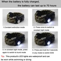 Bracelet de survie multifonctionnel réglable en paracorde verte tactique pour la randonnée, le camping, la pêche et la chasse