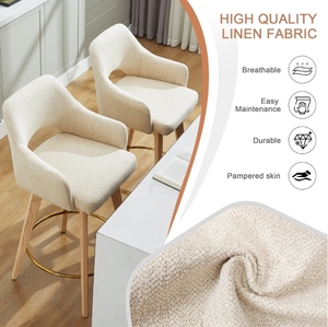 Tabourets <span class=keywords><strong>de</strong></span> <span class=keywords><strong>bar</strong></span> modernes <span class=keywords><strong>et</strong></span> bon marché en <span class=keywords><strong>beige</strong></span>, <span class=keywords><strong>tabouret</strong></span> <span class=keywords><strong>de</strong></span> <span class=keywords><strong>bar</strong></span> rembourré en lin avec dossier creux <span class=keywords><strong>et</strong></span> pieds en <span class=keywords><strong>bois</strong></span> pour cuisine, <span class=keywords><strong>bar</strong></span>, café - Product Image 4