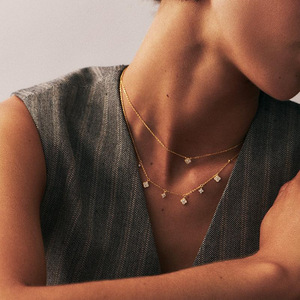 Commercio all'ingrosso della fabbrica di lusso quattro foglie di trifoglio <span class=keywords><strong>collana</strong></span> di orecchini anello anello in argento Sterling per le donne ragazza Set di gioielli - Product Image 4