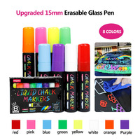 Marqueur à craie à pointe plate personnalisé 15MM encre à base d'eau marqueurs effaçables à l'eau fabricants de stylos à craie liquide personnalisés