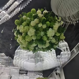 Silk Forest <b>Green</b> Rose Hydrangea Flower Row Flower Ball-Romantic Style Wedding Hotel & Banquet Decor Indoor/Outdoor Layout - Product Image 3