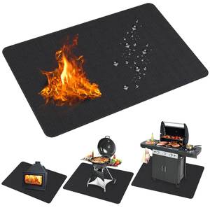 Under Grill Mat Double-Sided Fireproof Grill Pad Indoor Fireplace Fire Pit Mat Oilproof <b>Waterproof</b> BBQ Protector for Deck Patios - Product Image 1