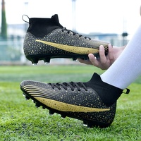 Chaussures de football montantes unisexe pour terrains synthétiques (AG) et gazon artificiel, avec crampons longs, pour toutes saisons, modèle WX-X09