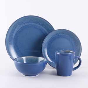 Ensemble de dîner écologique à 2 niveaux grès glaçure réactive nord de la Chine fabriqué assiette bol tasses OEM couleurs pour les fêtes - Product Image 1