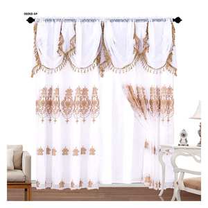 Wholesale <strong>Ready</strong> <strong>Made</strong> Luxury Beautiful Fabric Living Room Window Curtains With Embroidery and Valance Tulle - Product Image 1
