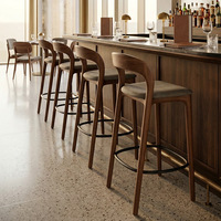 Tabouret de bar italien 010 en bois naturel, chaise de bar à hauteur fixe, tabouret de bar haut pour appartement, maison, pub, restaurant, mobilier de bar