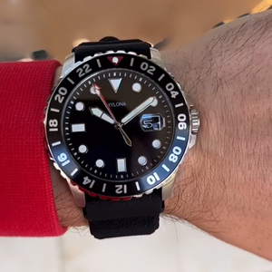 La montre-bracelet pour homme en quartz possède une fenêtre <span class=keywords><strong>loupe</strong></span> pour l'affichage de la date sur le <span class=keywords><strong>lunette</strong></span> rotative en acier inoxydable - Product Image 5