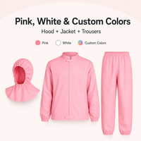 Ensemble de vêtements de travail antistatiques avec veste à capuche et pantalon, tissu quadrillé 110 GSM 5x5 mm, rose et blanc, couleurs personnalisées pour la production alimentaire
