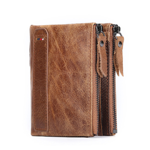 Genuine RFID Leather Men's Wallet <strong>with</strong> <strong>Zip</strong> Coin Pocket Zipper Closure Leather <strong>Purse</strong> for Cards Holder - Product Image 2