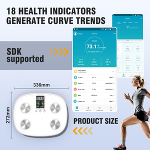 Inteligente elegante vidro temperado gordura corporal escala IMC indicador peso escala com App mede composição corporal - Product Image 2