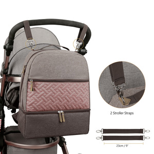 Insulated Diaper <b>Backpack</b> With <b>Cooler</b> Compartment For Mothers And Babies Gray Oxford Cloth Spring 2024 - Product Image 3