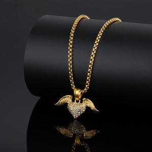 DAICY Acero inoxidable alas de Ángel diamante Liebe corazón colgante collar alta calidad moda encantos fábrica venta al por mayor menor MOQ - Product Image 5