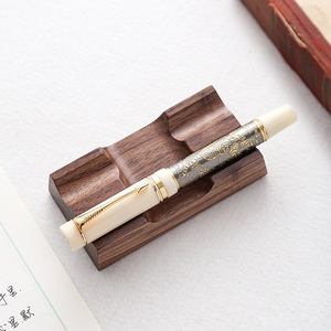 Dropshipping Shopify Business Gift Set Blue White Porcelain <b>Box</b> <b>Pen</b> With Logo Souvenir Stationery Walnut Wood Base - Product Image 3