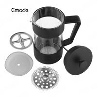 Cafetière Emode Mini French Press 1 tasses, presse à café 12oz, 350ml 600ml 800ml Filtre en acier inoxydable pour infuseur de café aromatisé