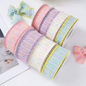 ริบบิ้นกำมะหยี่โพลีเอสเตอร์คอตตอนคุณภาพสูงสีมาการอง ขนาด 2.5 ซม./3.8 ซม. ของตกแต่งสวยงามสำหรับงานแต่งงานและวันวาเลนไทน์ - Product Image 1