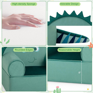 Fauteuil pliable en forme de dinosaure pour enfants, avec poignées et coussin moelleux, pour les tout-petits de 2 ans et plus. - Product Image 4