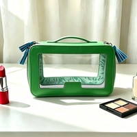 Pochette de rangement empilable pour tuiles de Mahjong en cuir PU avec panneaux transparents, fermeture éclair intégrale, sac de transport pour tuiles de jeu de Mahjong
