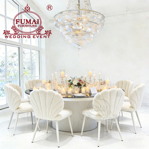 Muebles para Bodas, Mesa de Comedor Contemporánea con Base de Hierro Blanco y Tapa de Vidrio para Salón de Banquetes - Product Image 2