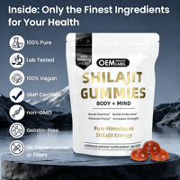Gummies personnalisées au Shilajit Or 3000mg pour la santé sexuelle masculine, formule 4-en-1 avec miel aux champignons et acide fulvique de l'Himalaya pour l'amélioration des performances