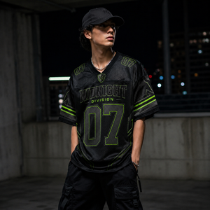 Camiseta de Fútbol Americano Negra Personalizada, de Manga Corta, Estampada, Estilo Urbano, Hip Hop, Vintage, para Fanáticos - Product Image 1