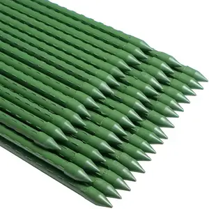 Durable Garden Steel Core Plastic Coated Metal Tomato Stakes Support Sturdy Green Plant Sticks Garden Stakes