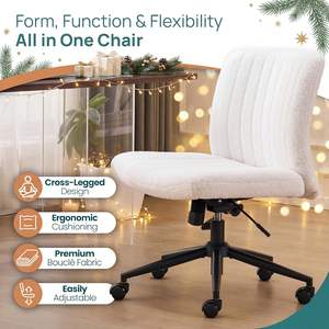 Chaise de bureau rectangulaire sans accoudoirs NYPOT, pivotante à 360°, assise croisée, pieds croisés, large rembourrage en mousse, tissu, 360 degrés - Product Image 4