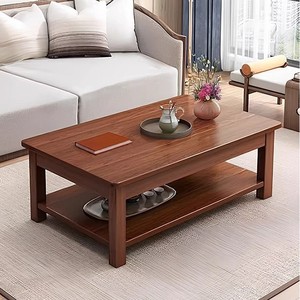 Table basse en bois massif rectangulaire de style chinois pour salon, usage domestique, petit appartement, bureau, design simple - Product Image 1