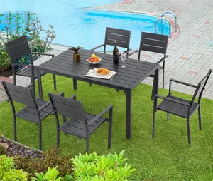 Hot selling high quality outdoor patio furniture aluminum furniture dining set plastic wood table set garden furniture set