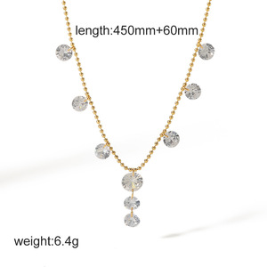 Collier Pendentif Tendance en Acier Inoxydable avec Zircon, Chaîne Élégante pour Femme, Bijou de Soirée, Motif Fleur Géométrique, Sertissage Pavé TN3486 - Product Image 5