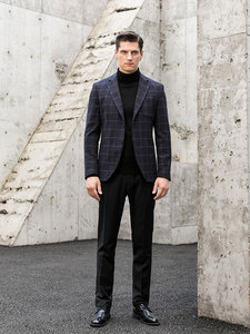 Chaqueta de Hombre a <span class=keywords><strong>Cuadros</strong></span> <span class=keywords><strong>Azul</strong></span> <span class=keywords><strong>Marino</strong></span>, Estilo Italiano, Elástica, <span class=keywords><strong>Blazer</strong></span> Formal, Venta al por Mayor y Menor - Product Image 4