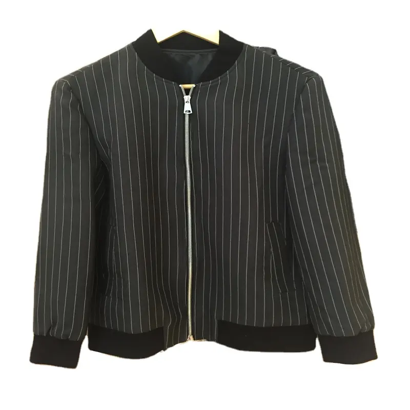 WHOLESALE Live Show Fashion 200D Polyester Yarn Woven White Stripe Suiting Fabric Men Jacket Cloth