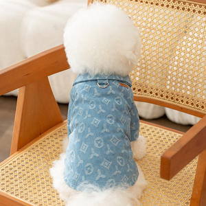 Ropa de Mezclilla para Perro con Cuello Alto, Jacquard Azul, para Primavera y Otoño, Gruesa, de Dos Patas - Product Image 3