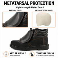 Bottes de sécurité en cuir avec protection métatarsienne, embout composite et semelle intermédiaire anti-perforation en Kevlar, pour soudeurs, vente en gros OEM