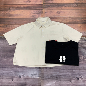 Chemises Polo Courtes Décontractées pour Femmes, Logo Brodé Personnalisé, 100% Coton Sergé, Épaules Tombantes, Coupe Ample, Chemises Courtes pour Femmes - Product Image 5
