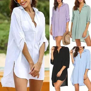 Women's Swimsuit Beach Cover up Shirt Bikini Beachwear Bathing Suit Beach Dress Summer Shirt / Blouse for Women Casual Knitted