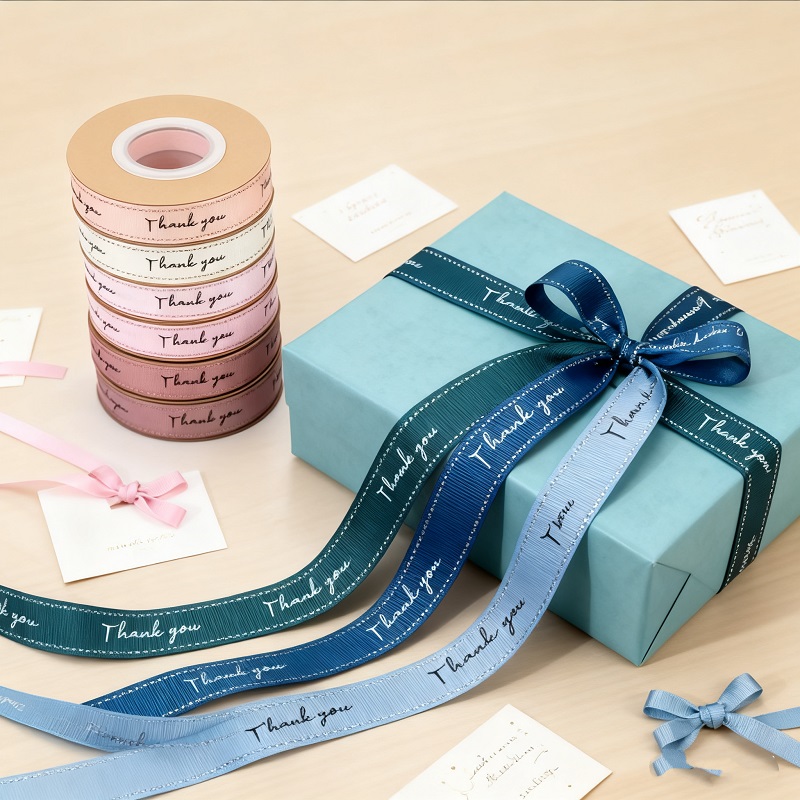 High Quality Wholesale Print Own Design Packing Ribbon Wrapping Ribbon for Packing Gift Silk Ribbon