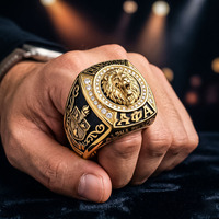 Bague de championnat professionnelle sur mesure en alliage de zinc, finition plaquée or durable, bague statement « Greek Life »