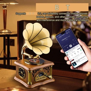 Tourne-disque classique sur base en bois, son haute fidélité, connectivité Bluetooth, radio FM, fonction cassette, pour salon - Product Image 6
